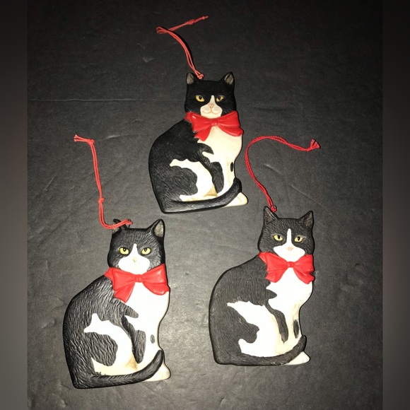 Schmid Other - Set Of 3 Vintage 1984 Christmas Ornaments Schmid Gorden Fraser Black/White Cat